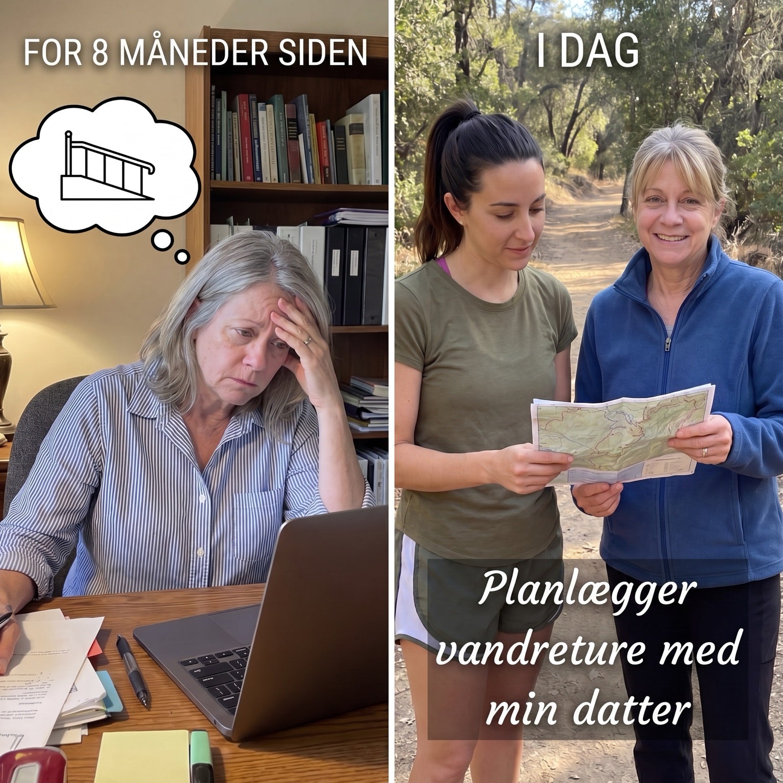 8 months ago versus today, planning hiking trips with my daughter