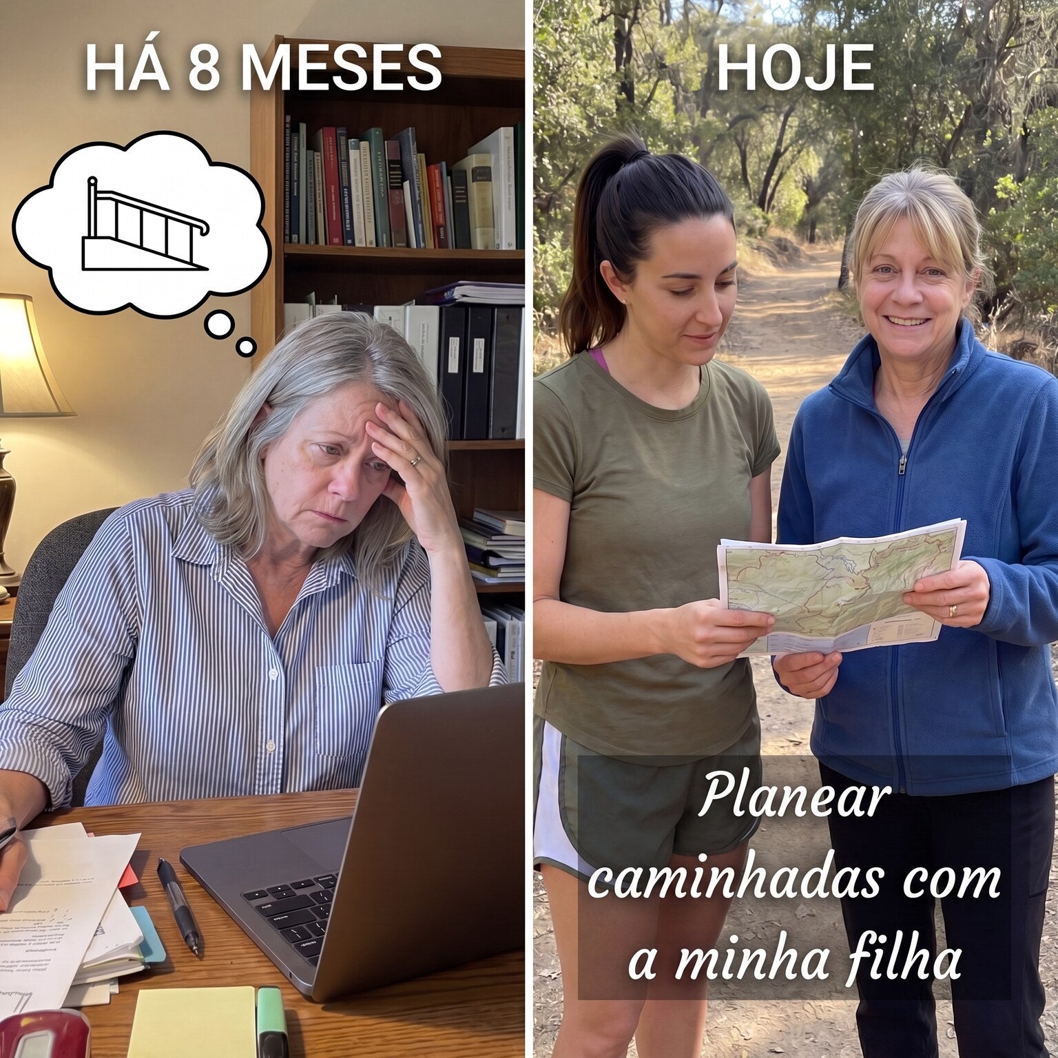 8 months ago versus today, planning hiking trips with my daughter