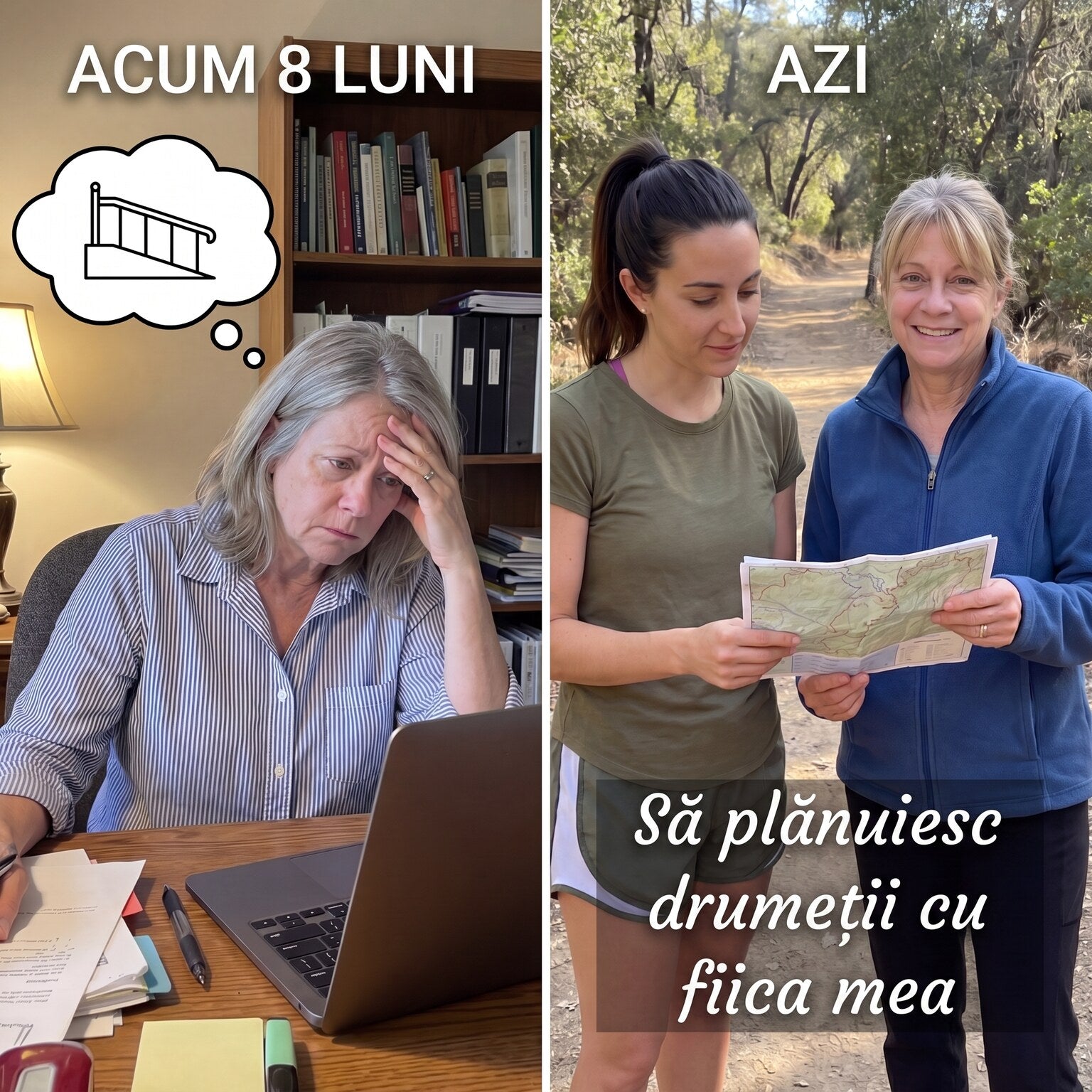 8 months ago versus today, planning hiking trips with my daughter