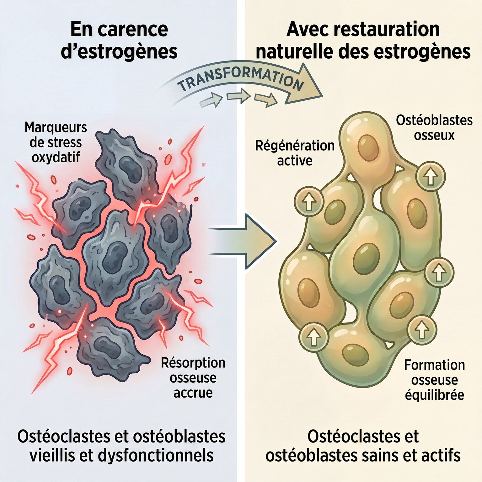 Carence en estrogène contre restauration naturelle de l'estrogène au niveau cellulaire
