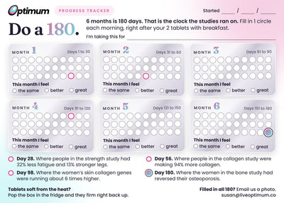 The Do a 180 tracker card, 180 days of check ins