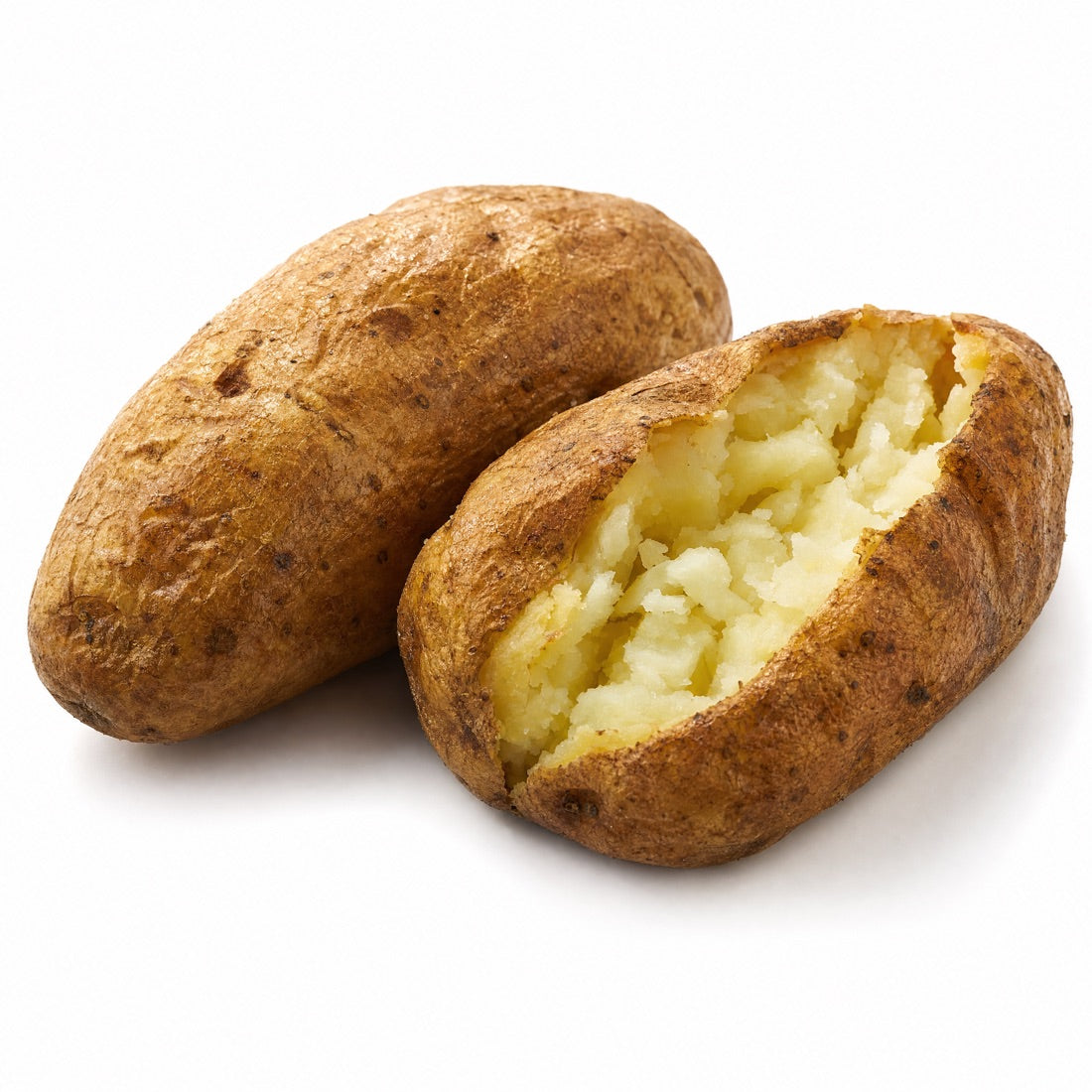 A baked potato with the skin on