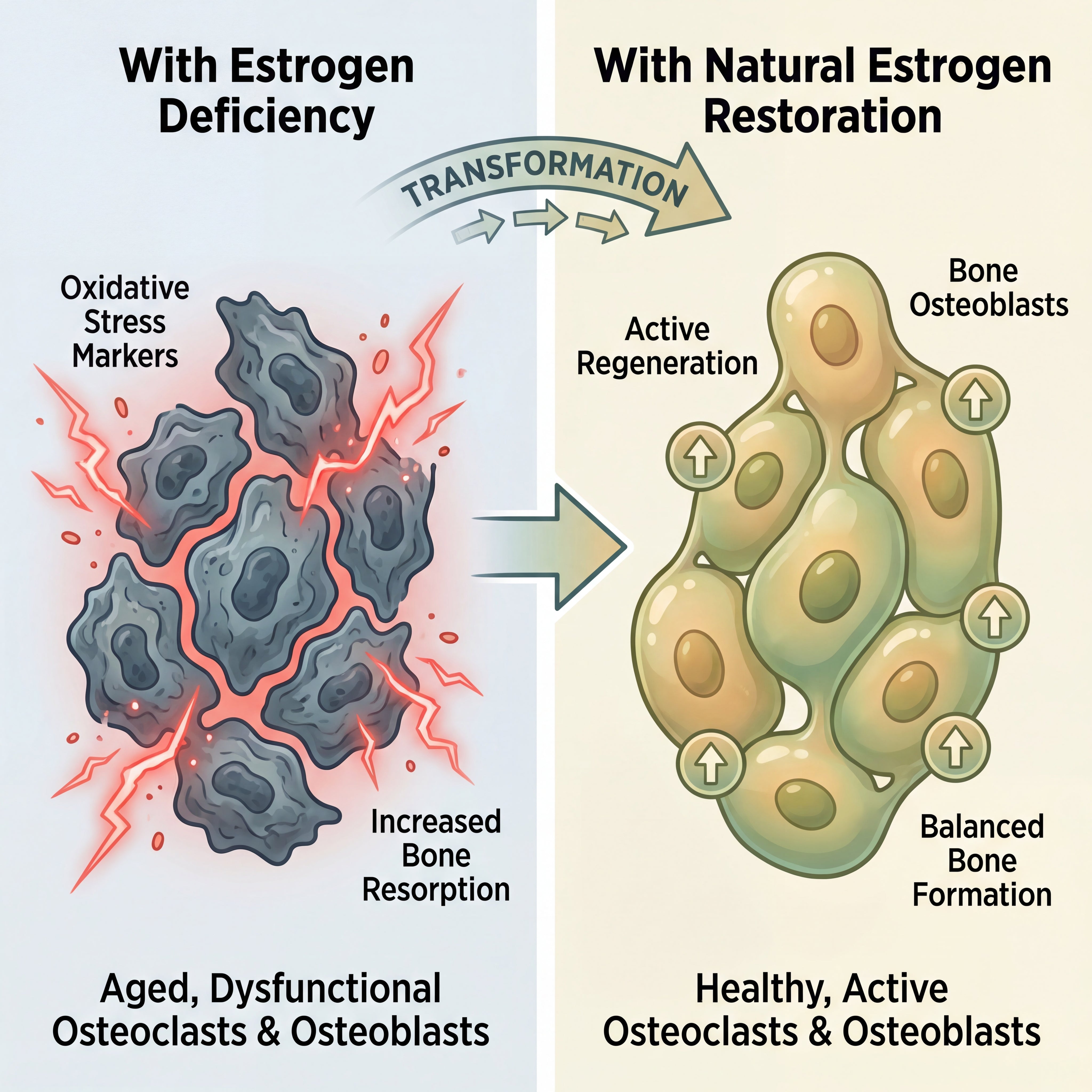 Estrogen deficiency versus restored signaling at the cellular level