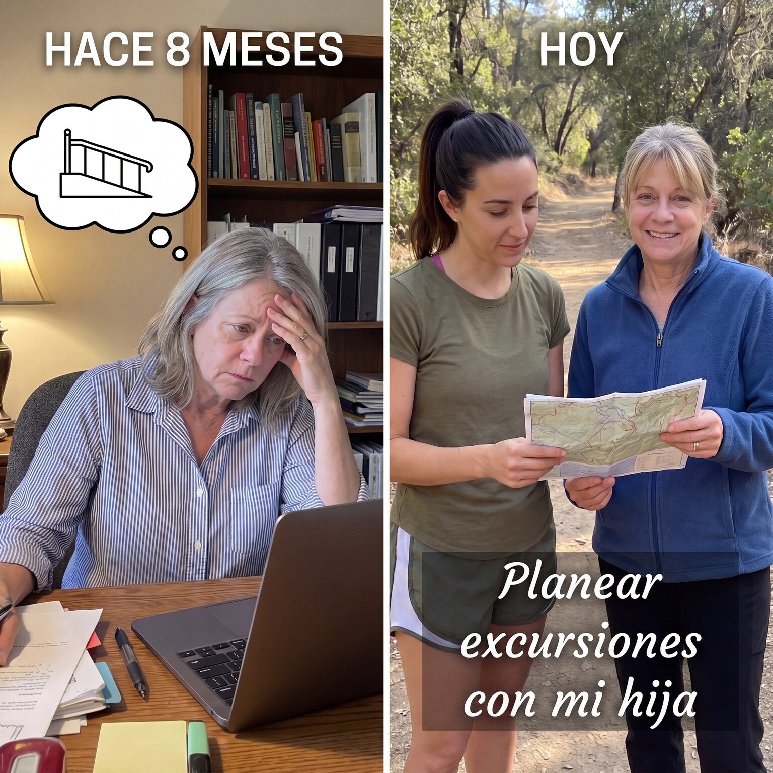 8 months ago versus today, planning hiking trips with my daughter