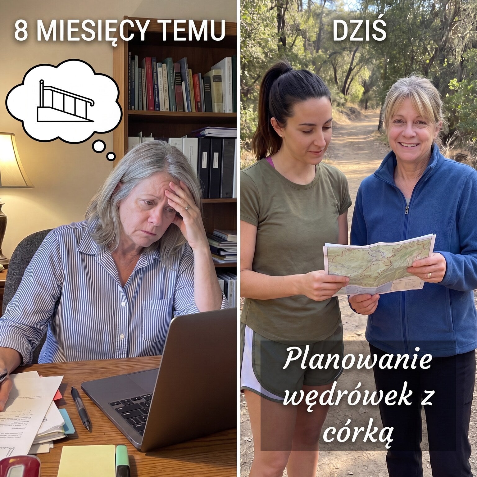 8 months ago versus today, planning hiking trips with my daughter