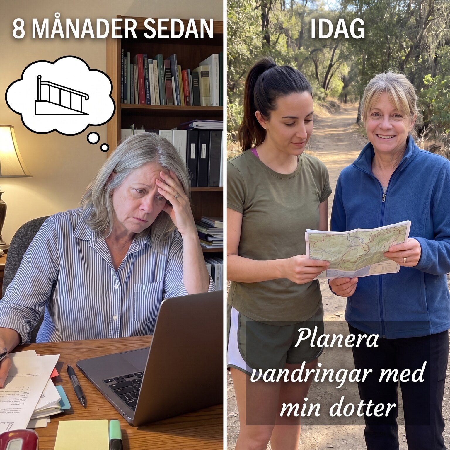 8 months ago versus today, planning hiking trips with my daughter