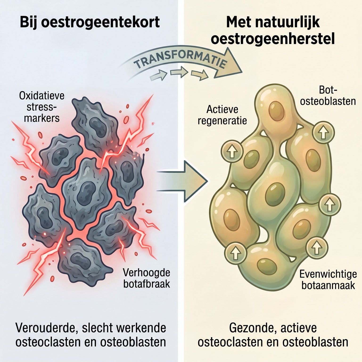 Oestrogen deficiency versus natural oestrogen restoration at the cellular level