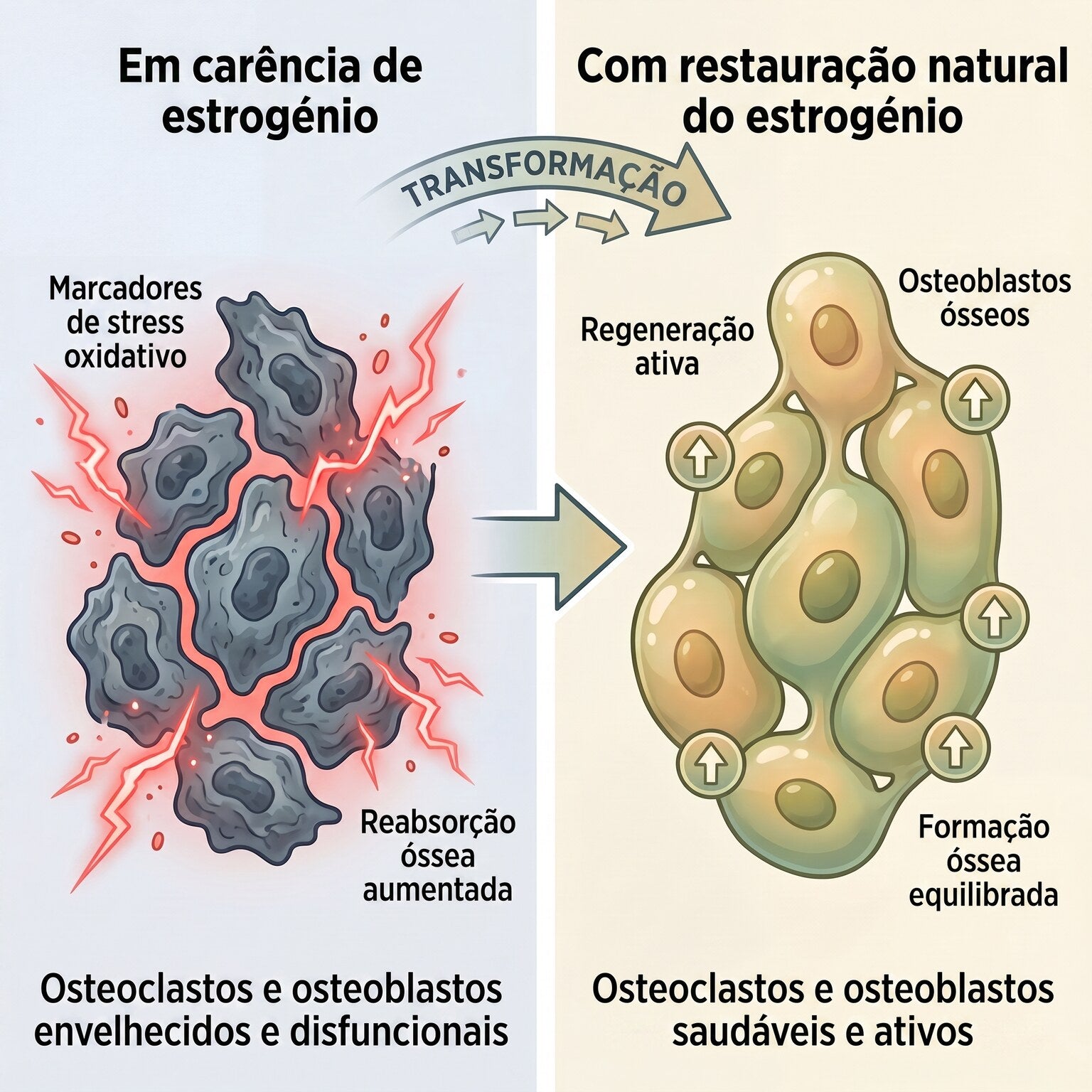 Oestrogen deficiency versus natural oestrogen restoration at the cellular level