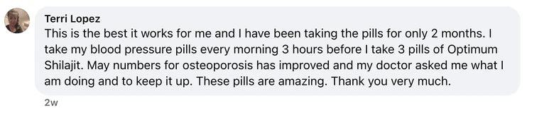 Facebook comment from Terri Lopez: This is the best it works for me and I have been taking the pills for only 2 months. I take my blood pressure pills every morning 3 hours before I tak