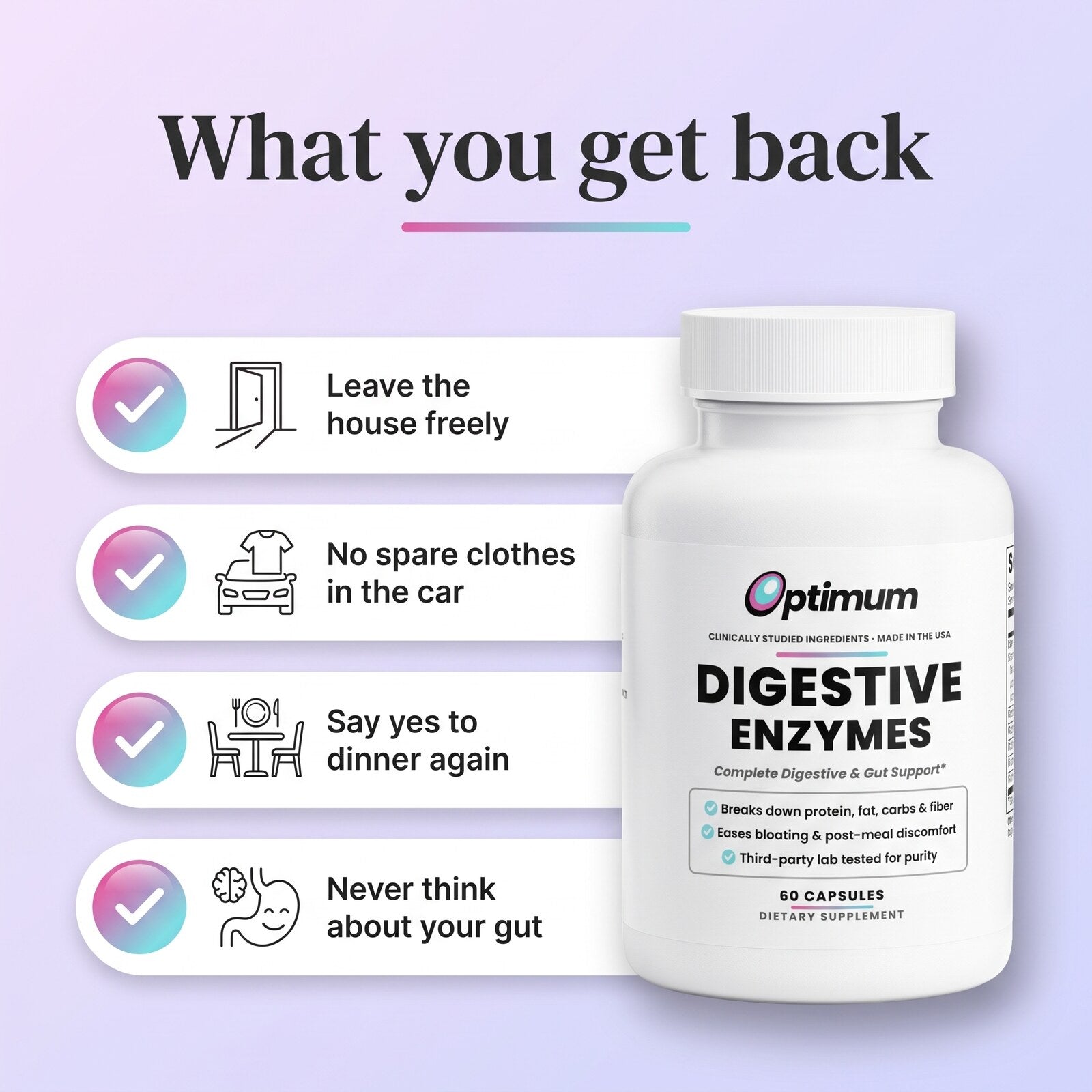 What you get back, leave the house and eat freely again