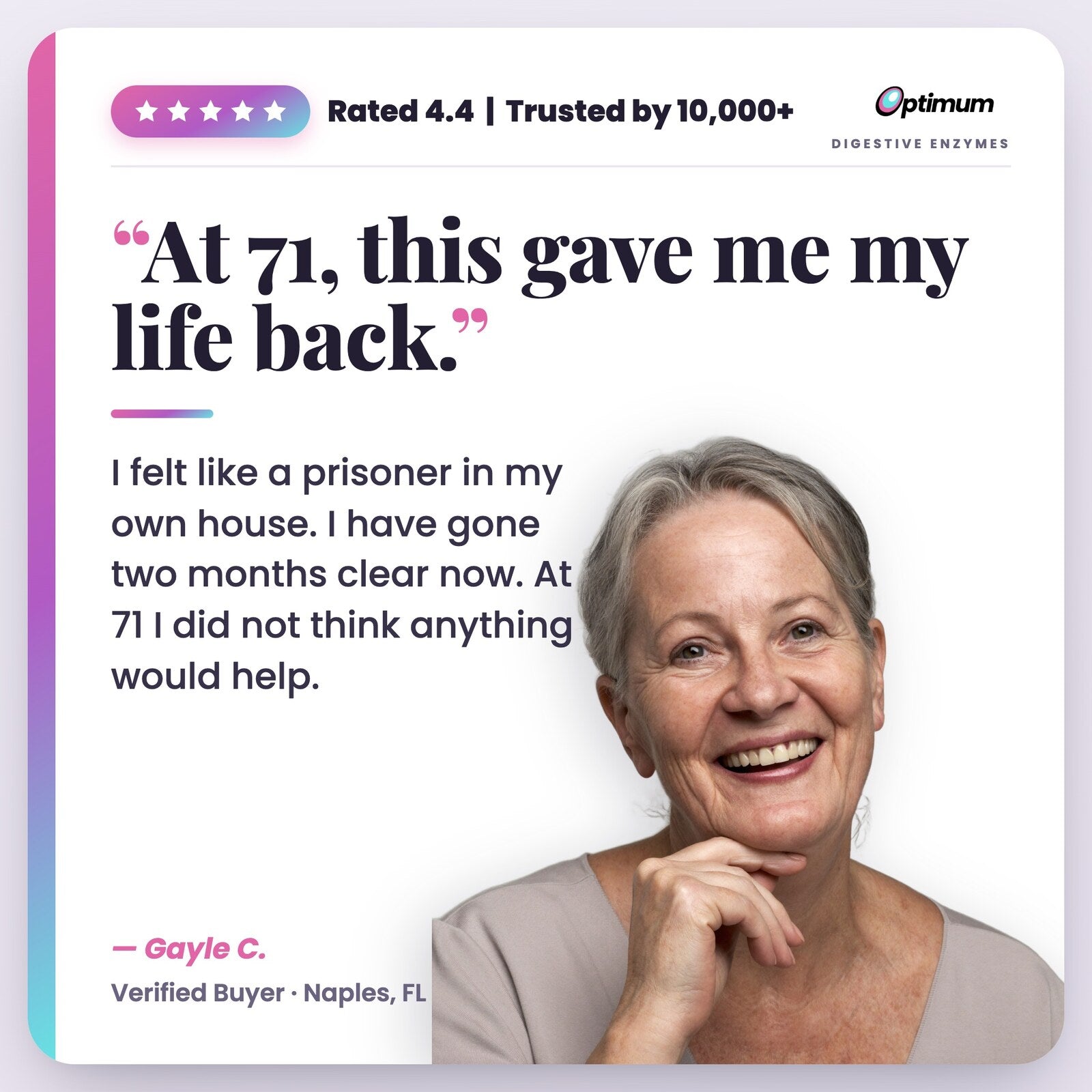Customer review, Gayle C, this gave me my life back