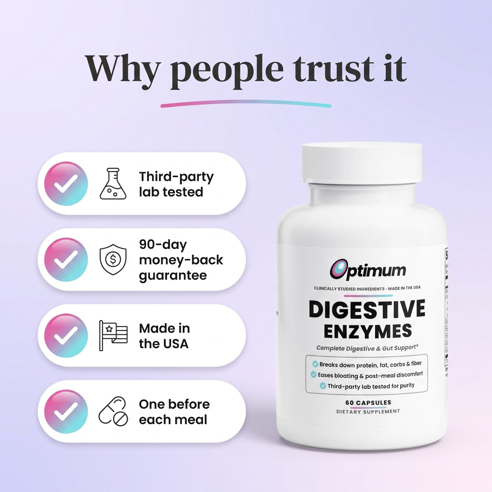Why people trust it, lab tested, 90-day guarantee, made in USA