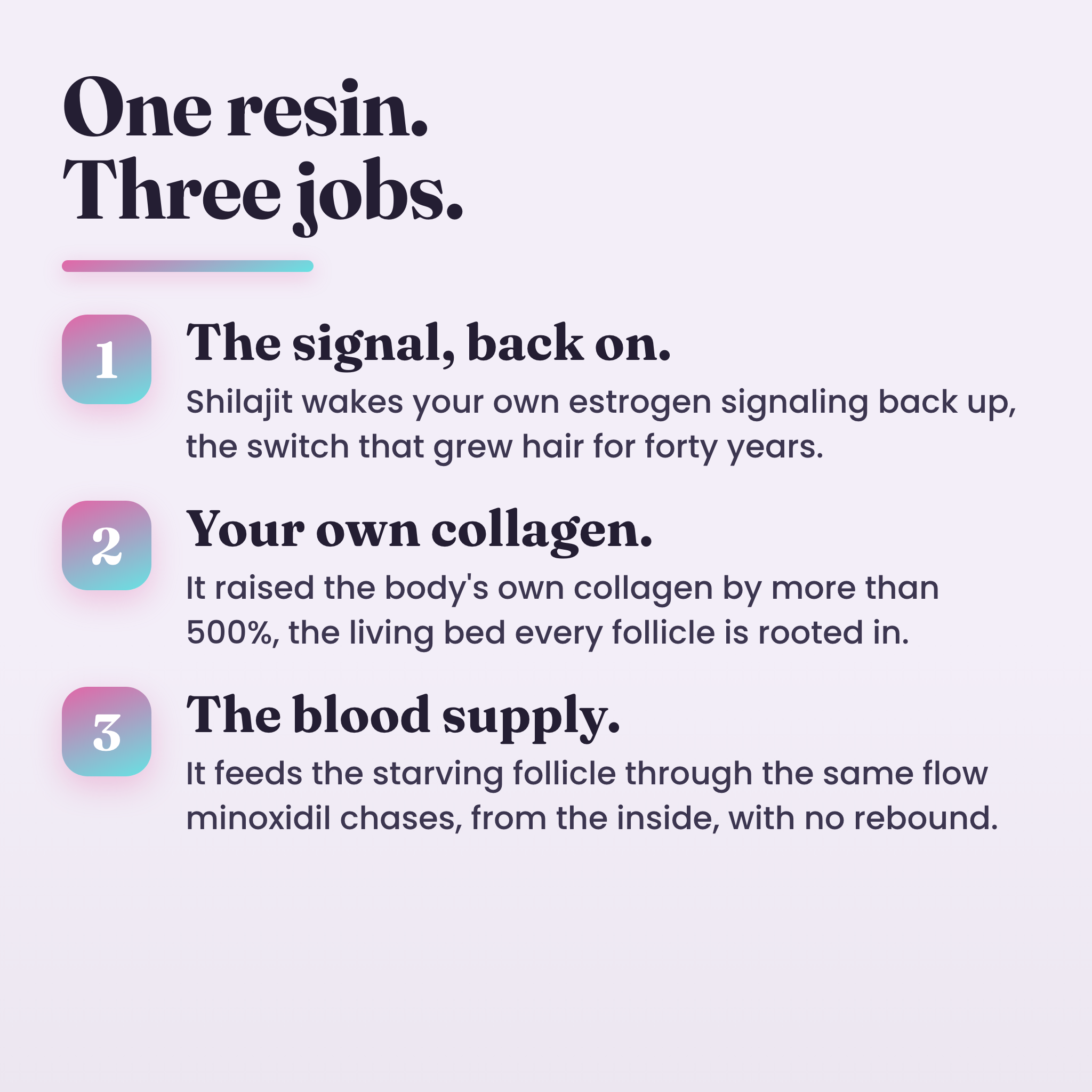One resin, three jobs: the signal, your own collagen, the blood supply