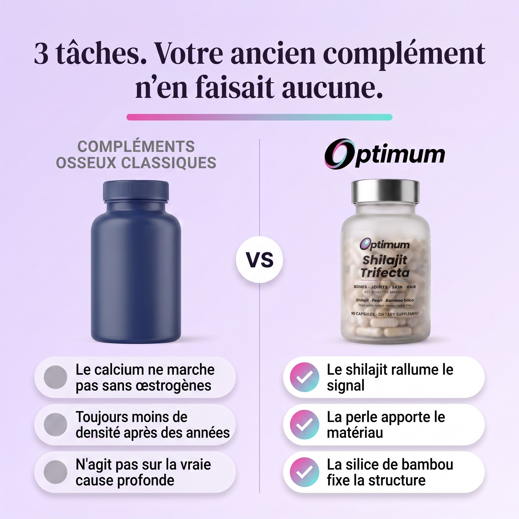 Bone Restore Trifecta compare aux complements osseux classiques, 3 taches que votre ancien complement ne faisait pas