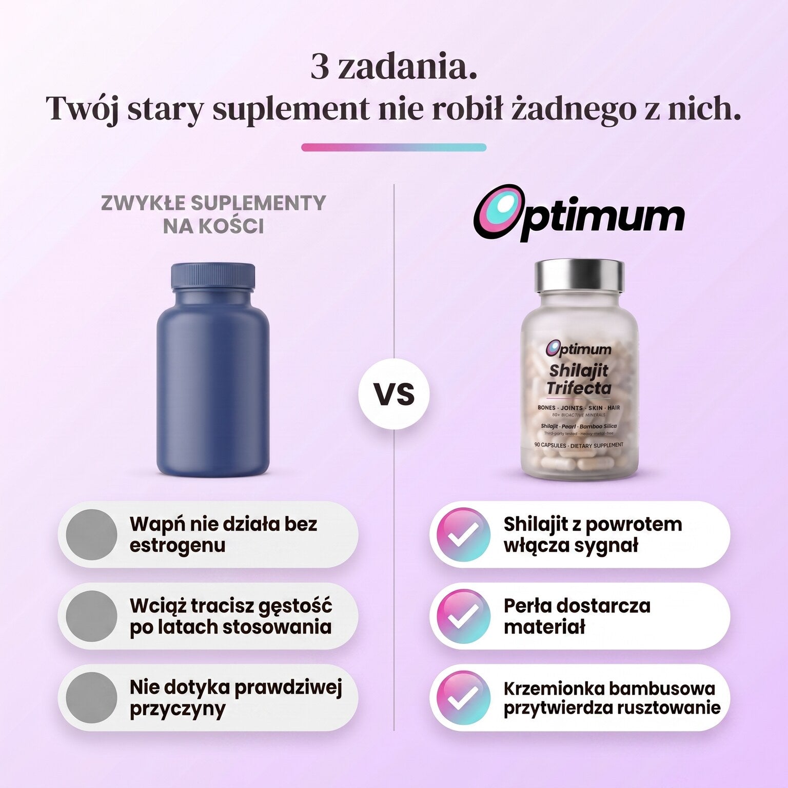 Bone Restore Trifecta w porównaniu ze zwykłymi suplementami na kości, 3 zadania, których twój stary suplement nie robił