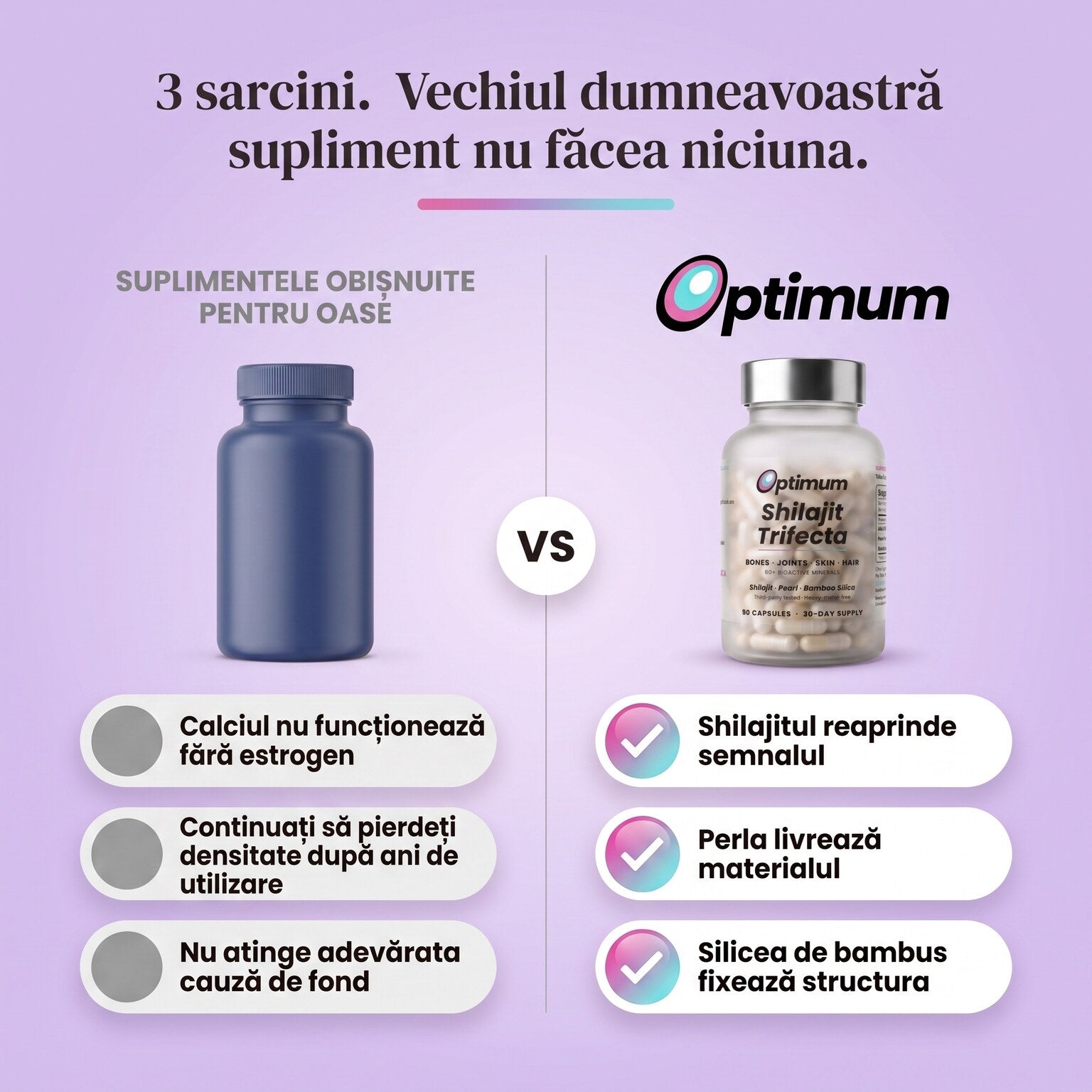 Bone Restore Trifecta comparat cu suplimentele obișnuite pentru oase, 3 sarcini pe care vechiul dumneavoastră supliment nu le făcea