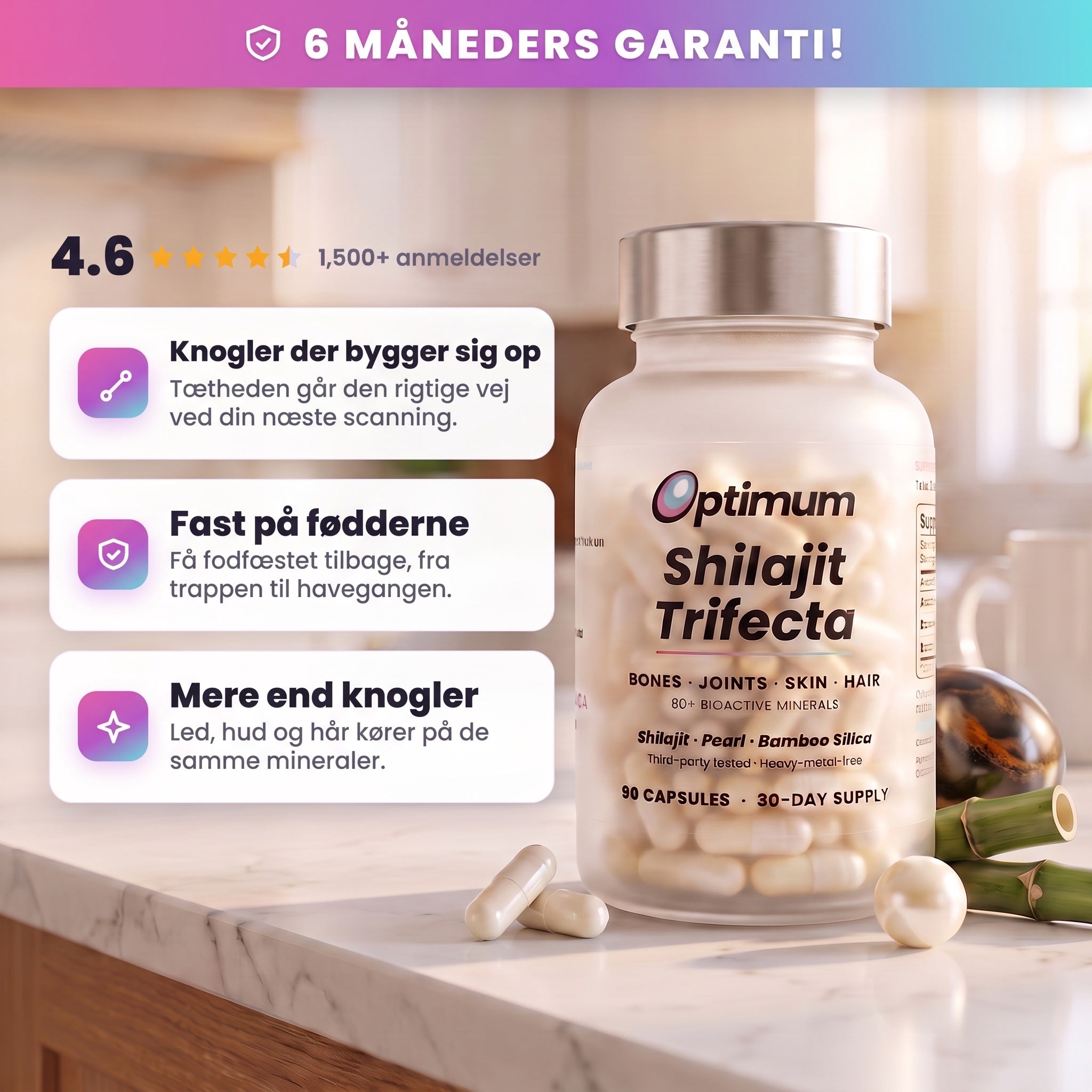 Optimum Shilajit Trifecta, 6 måneders garanti, bedømt 4,6 af over 1.500 kvinder