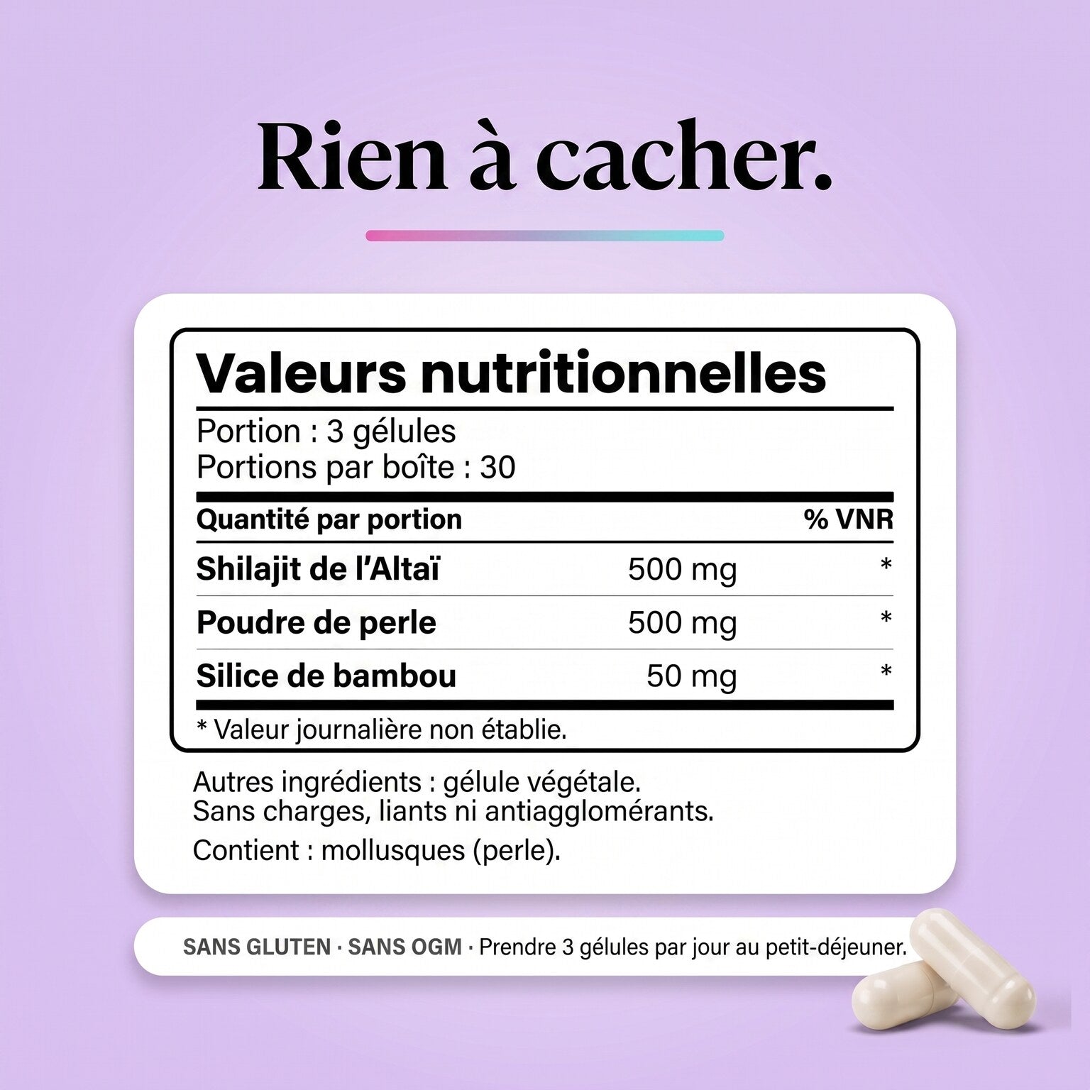 Tableau nutritionnel du Bone Restore Trifecta