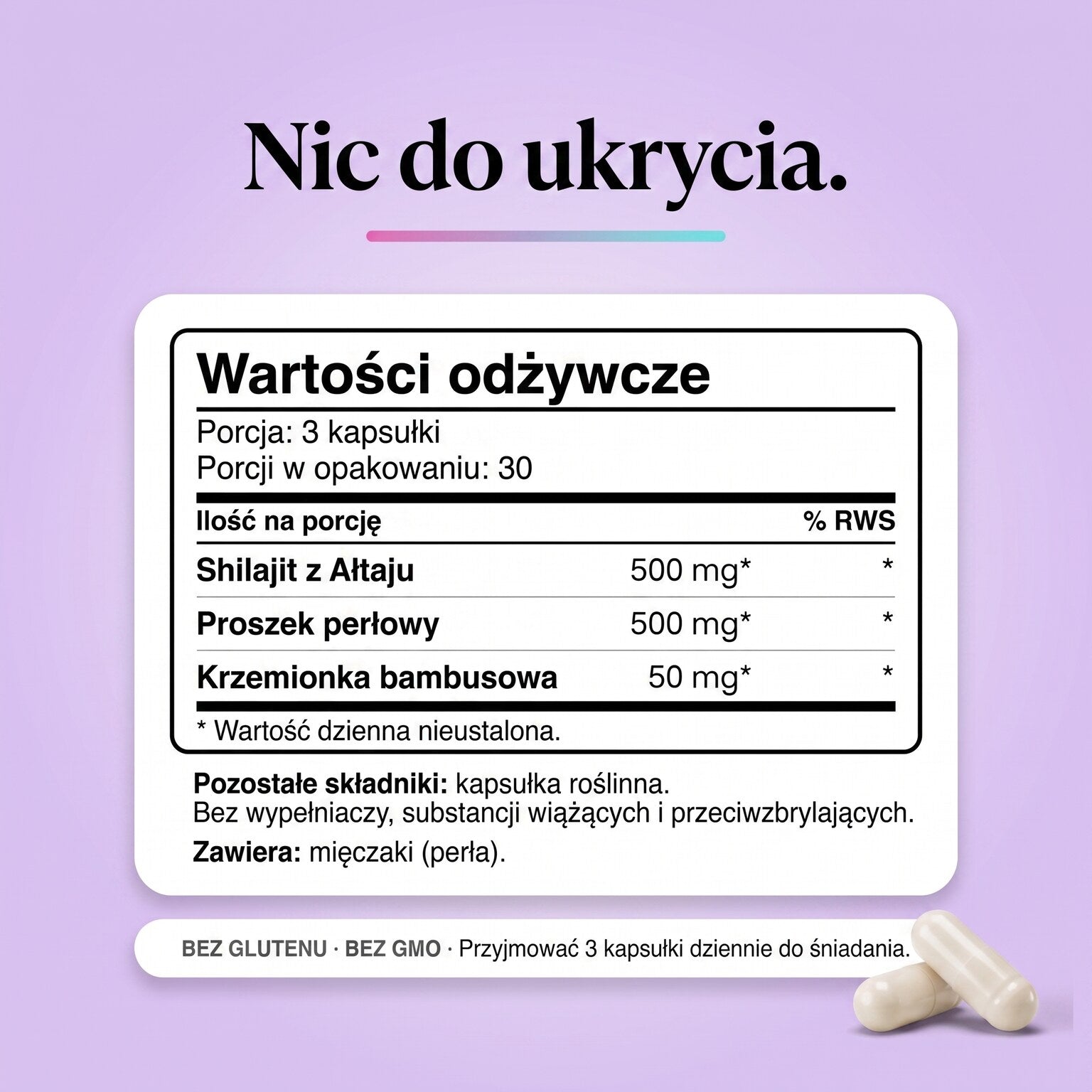 Panel wartości odżywczych Bone Restore Trifecta