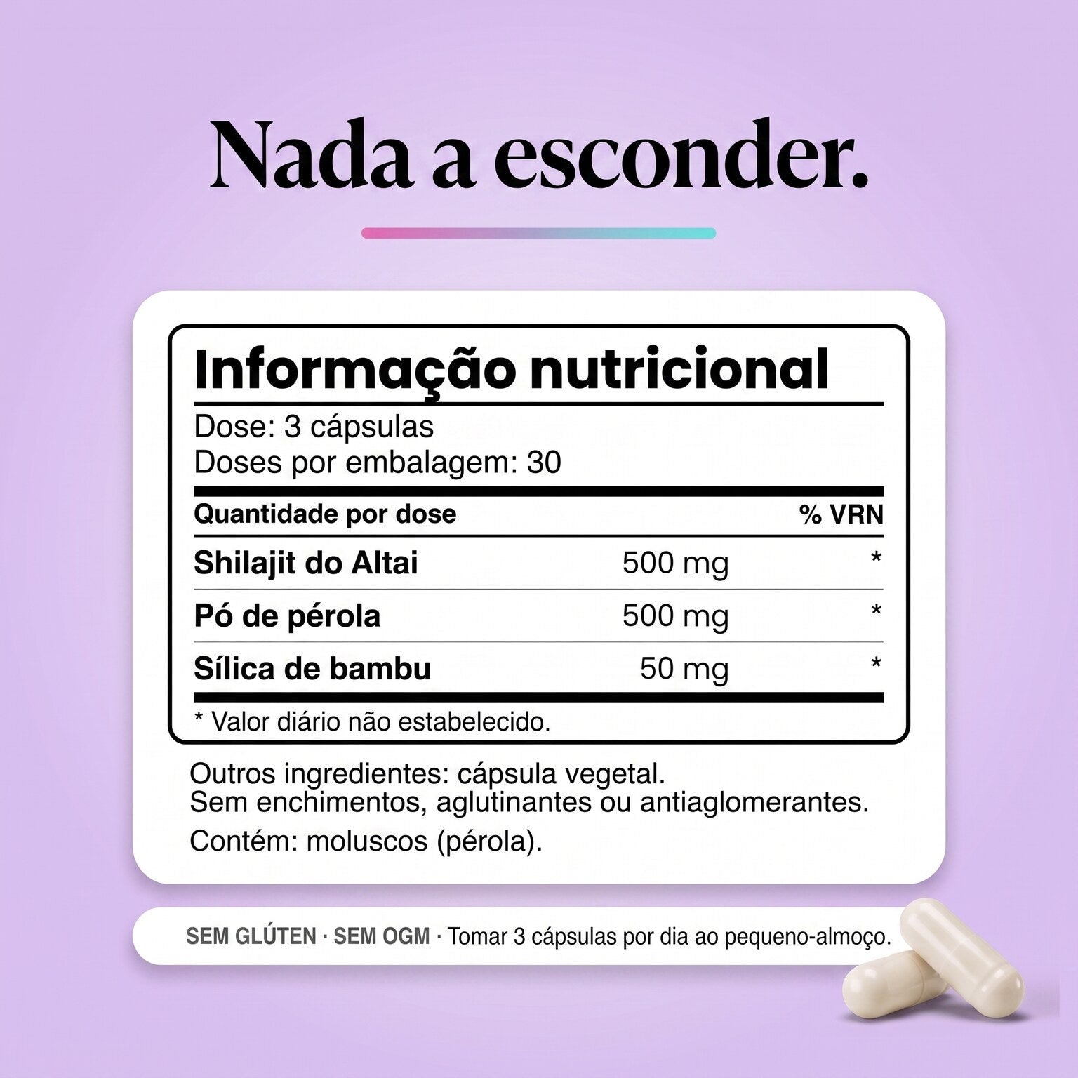 Painel de informação nutricional do Bone Restore Trifecta