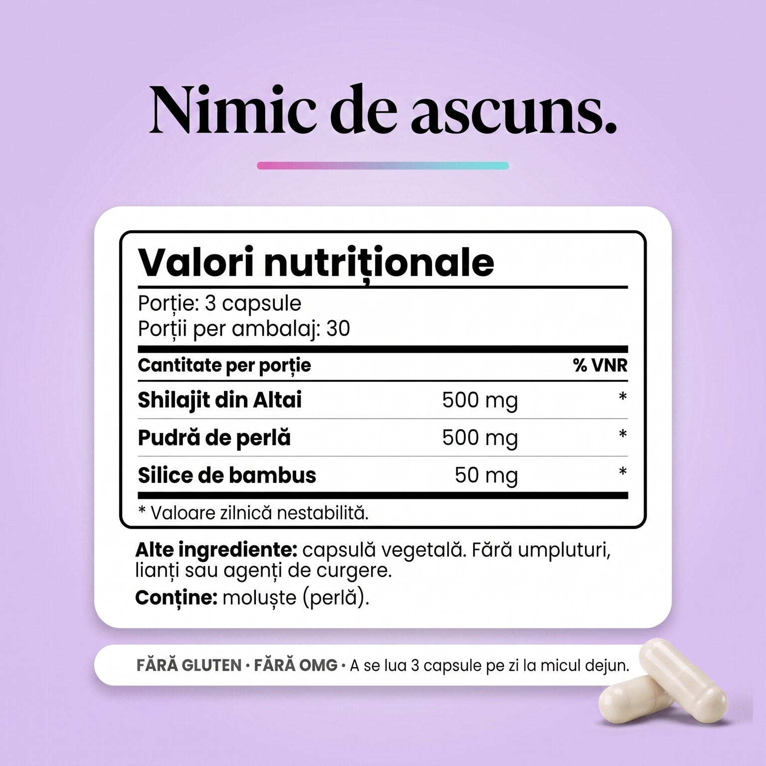Panoul cu valori nutriționale Bone Restore Trifecta