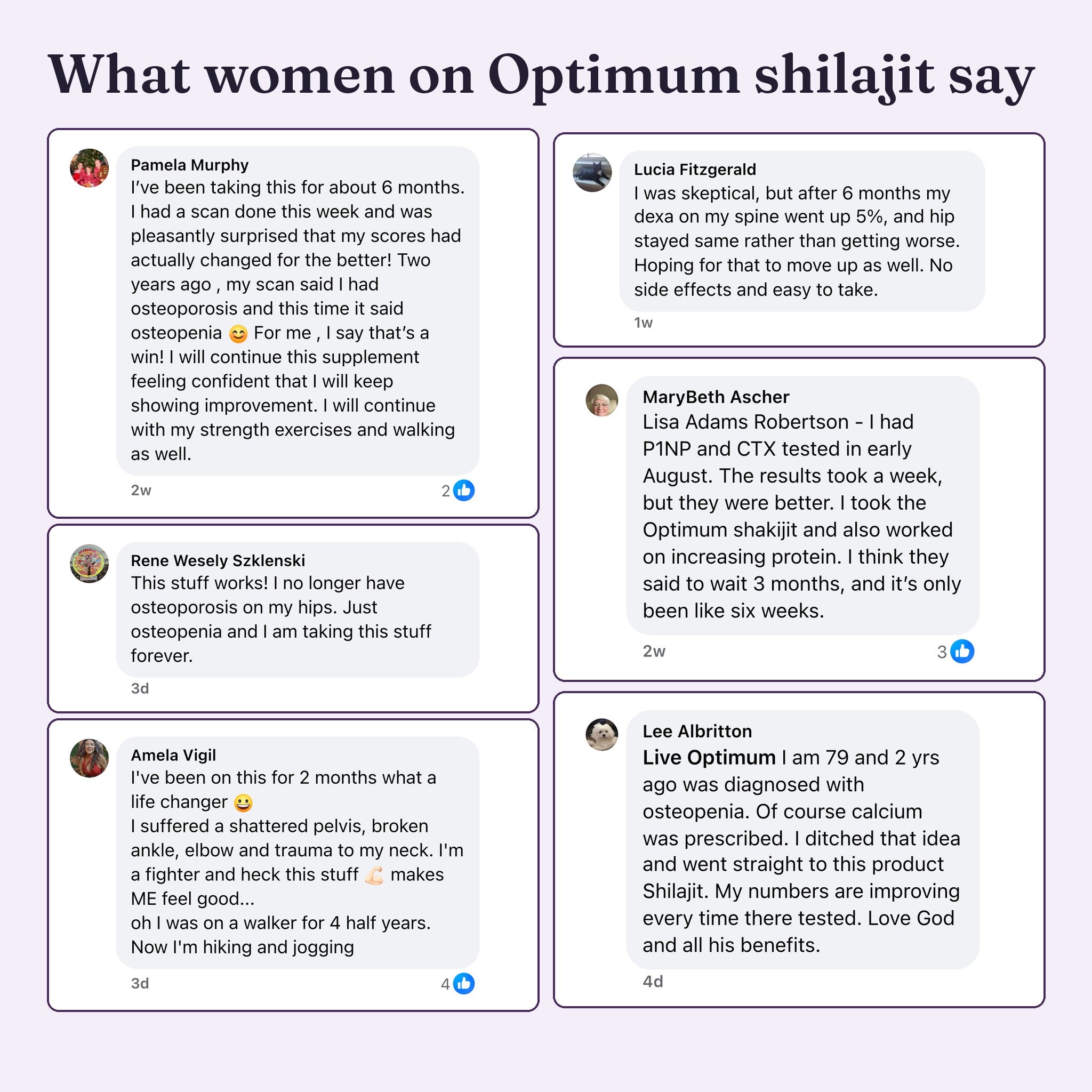 Real Facebook comments from women taking Optimum shilajit