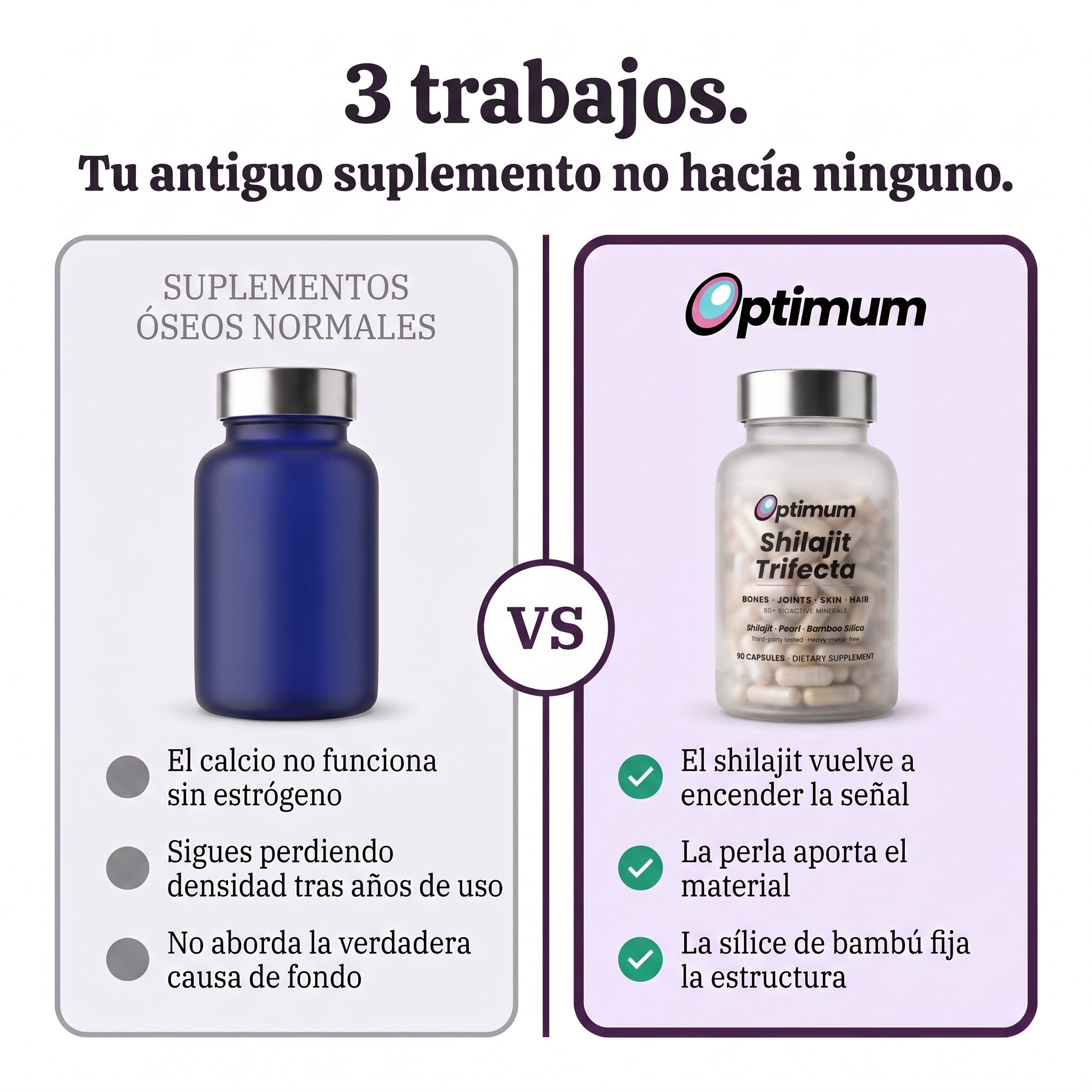 Suplementos óseos normales frente a Optimum Shilajit Trifecta