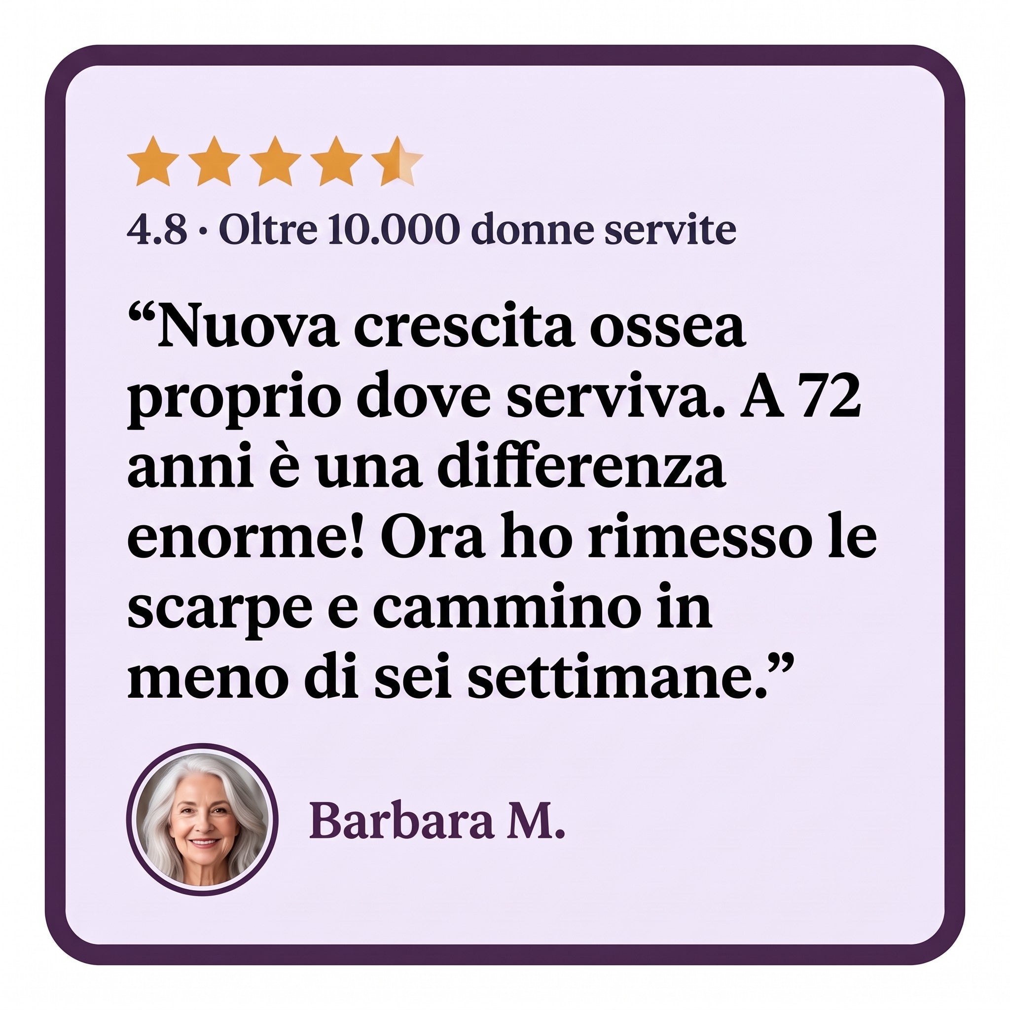 Barbara M., nuova crescita ossea proprio dove serviva