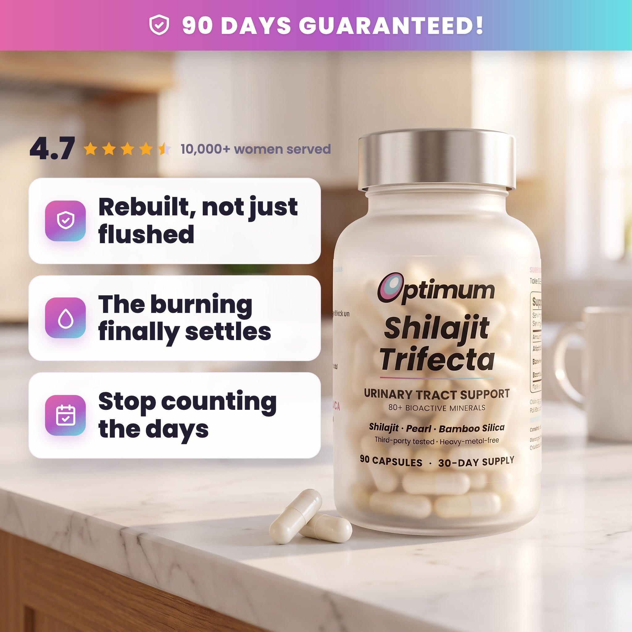 Optimum Shilajit Trifecta, 6 months guaranteed, rated 4.6 by 1,500 plus women