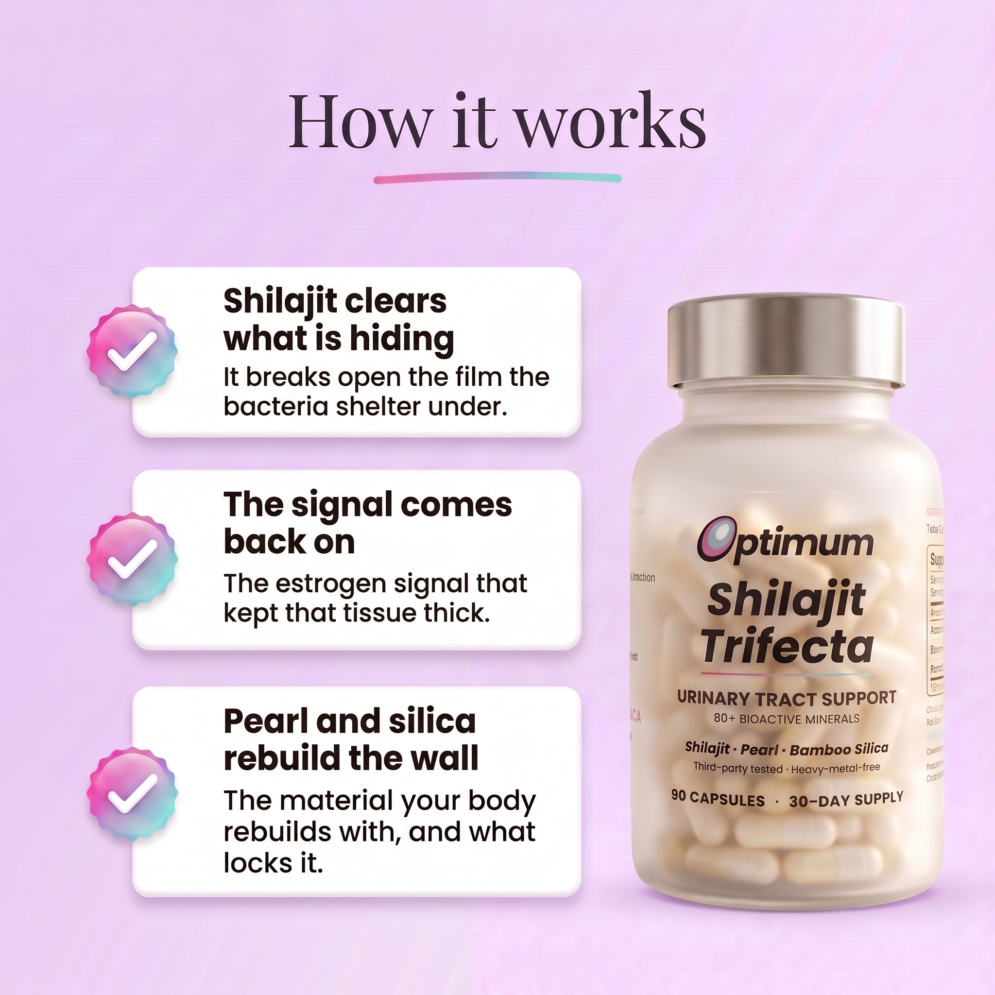 How the UTI Defense Trifecta works, 3 ingredients 3 jobs