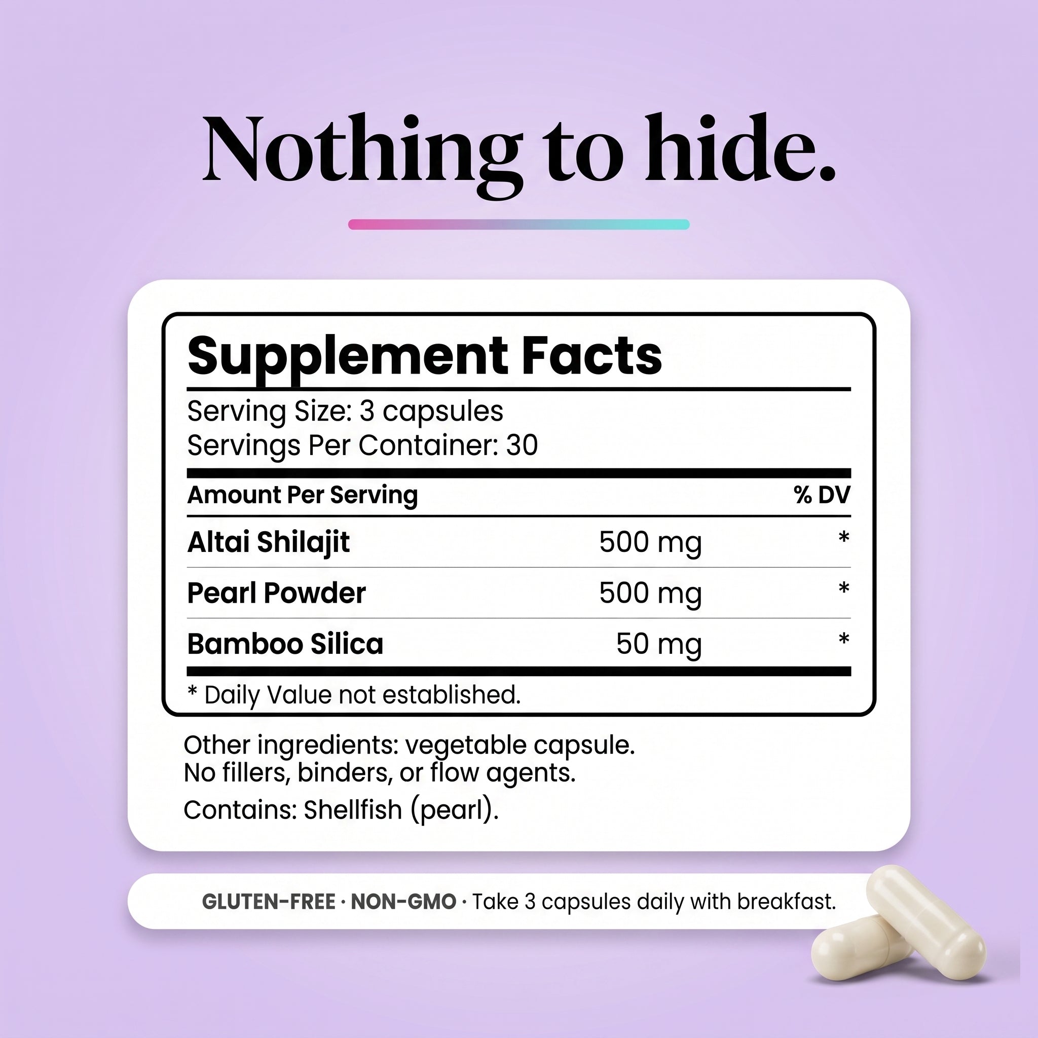 UTI Defense Trifecta supplement facts panel