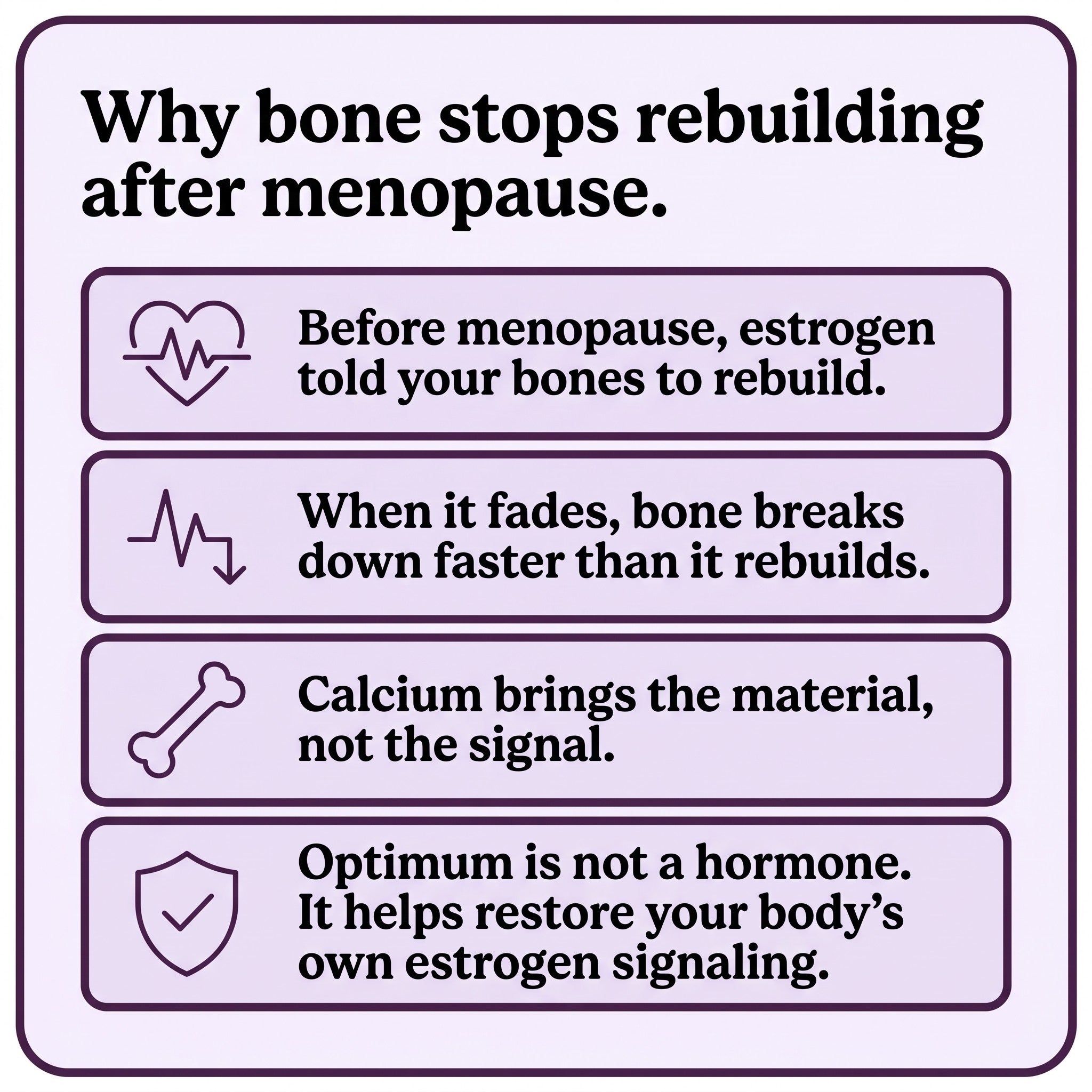 Why bone stops rebuilding after menopause and how Optimum helps restore the estrogen signal