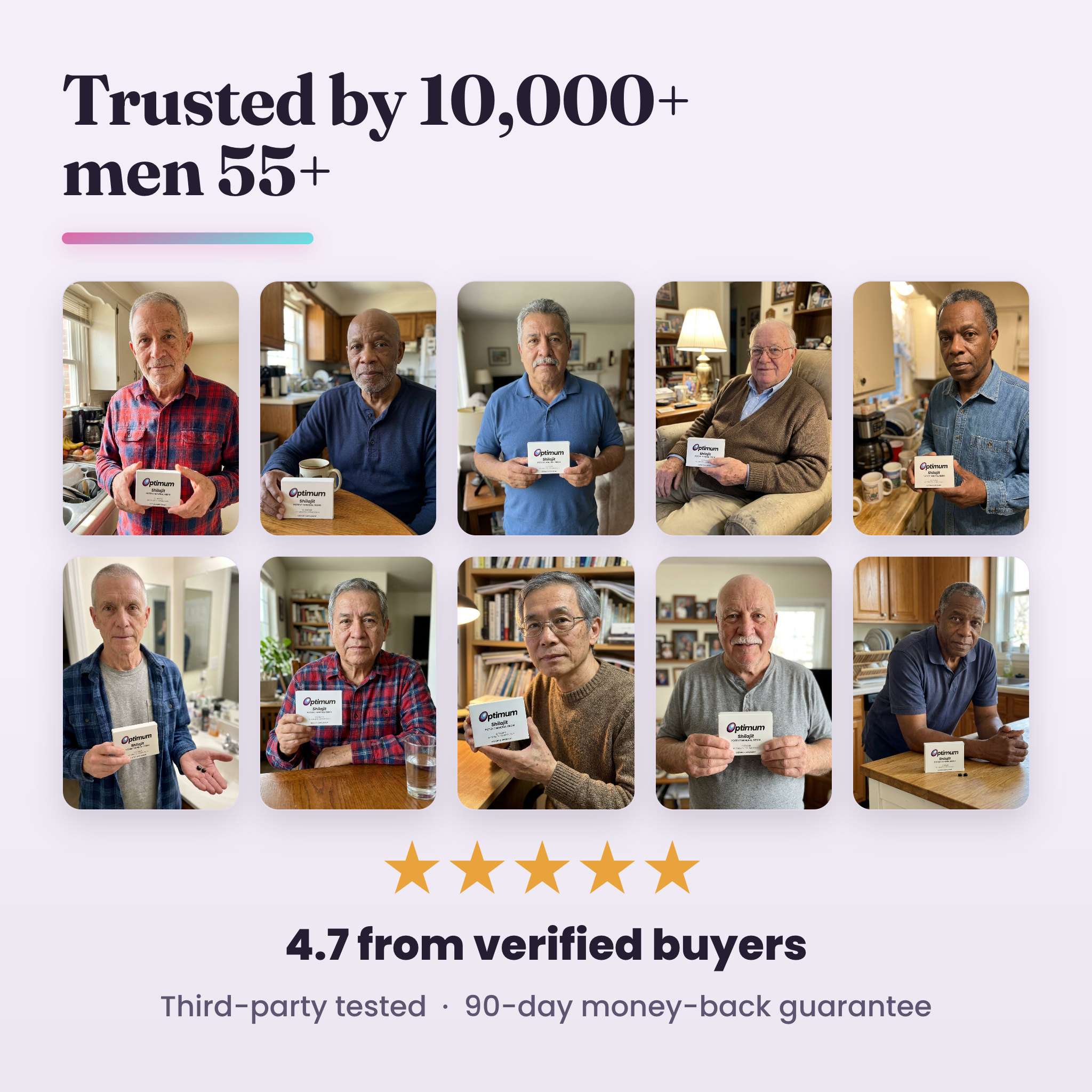 Trusted by 10,000+ men 55+, 4.7 from verified buyers