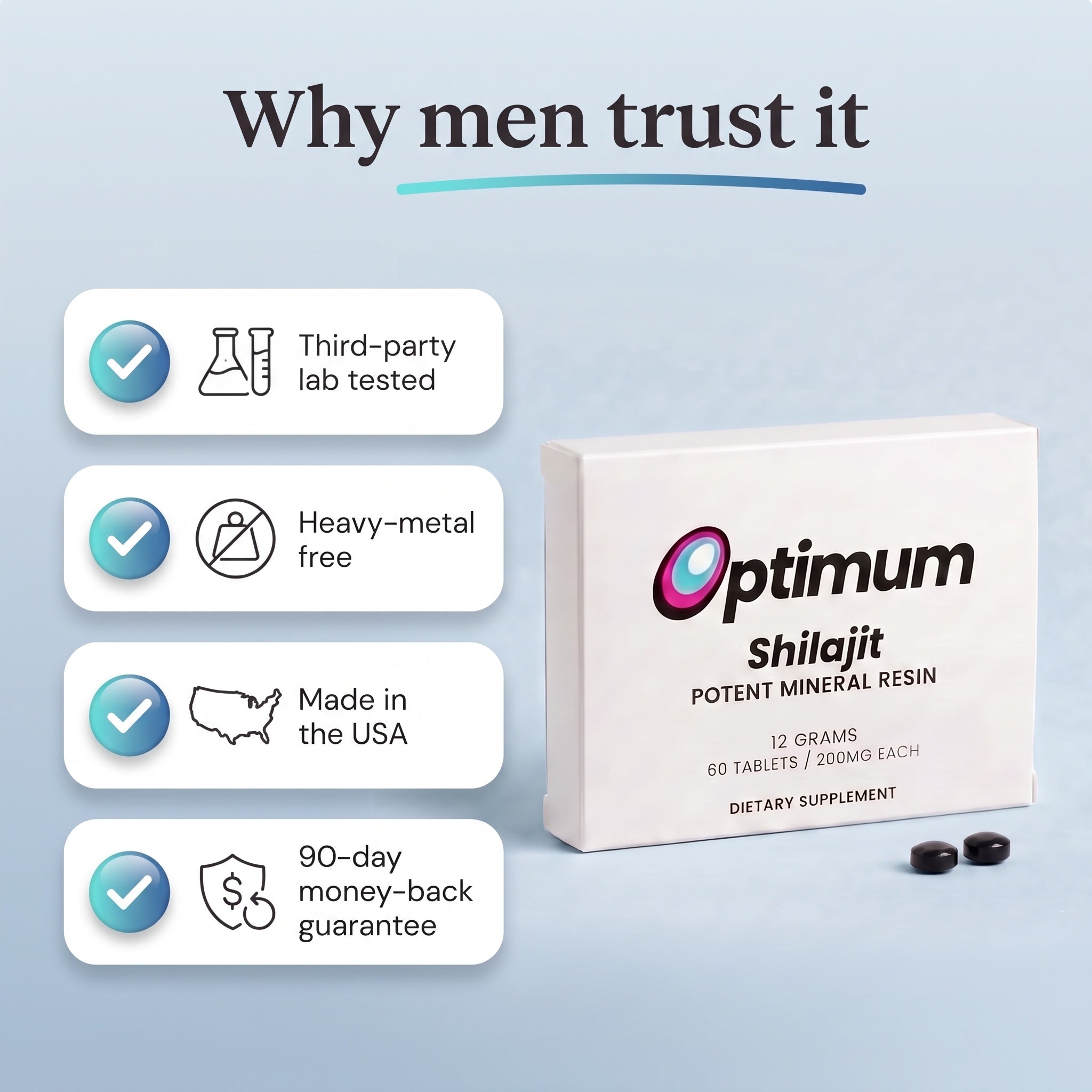 Why men trust it, third-party lab tested and made in the USA